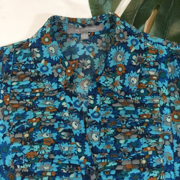 NY COLLECTION | floral button down top - Picture 2 of 7